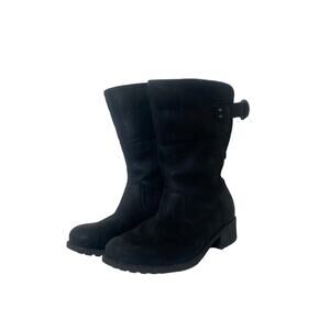 UGG Women's Black Leather Sherpa Lined Boots Size 7